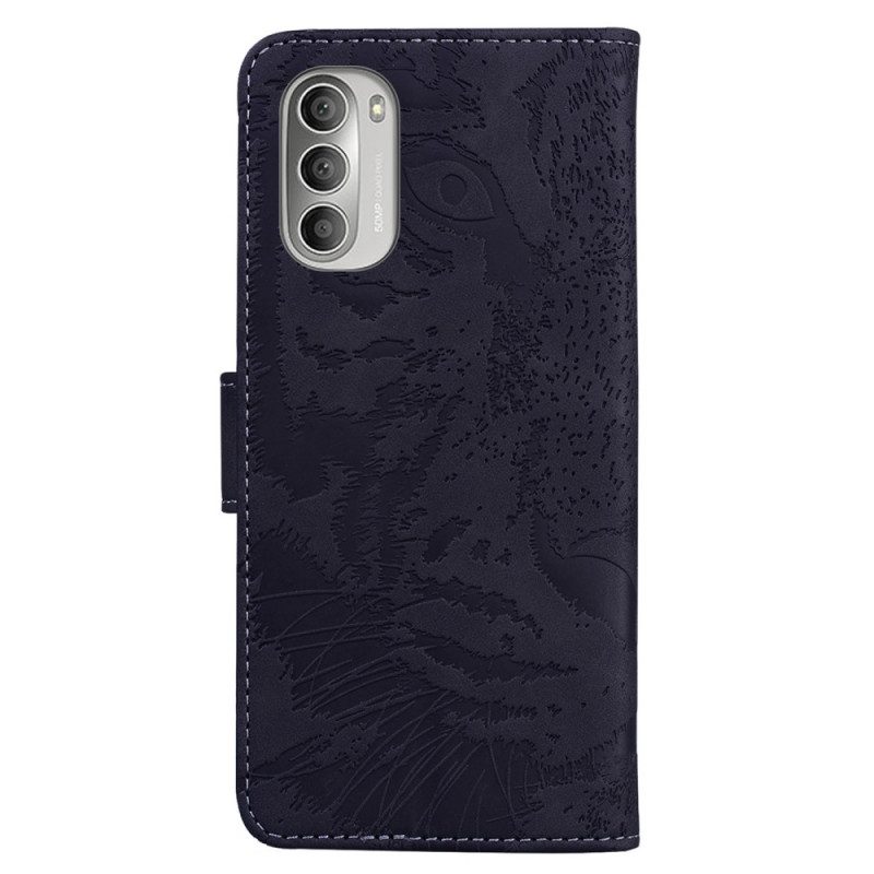 Folio-fodral För Moto G51 5G Tiger Face Print