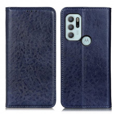 Folio-fodral För Moto G60S Läderfodral Texturerat Delat Läder