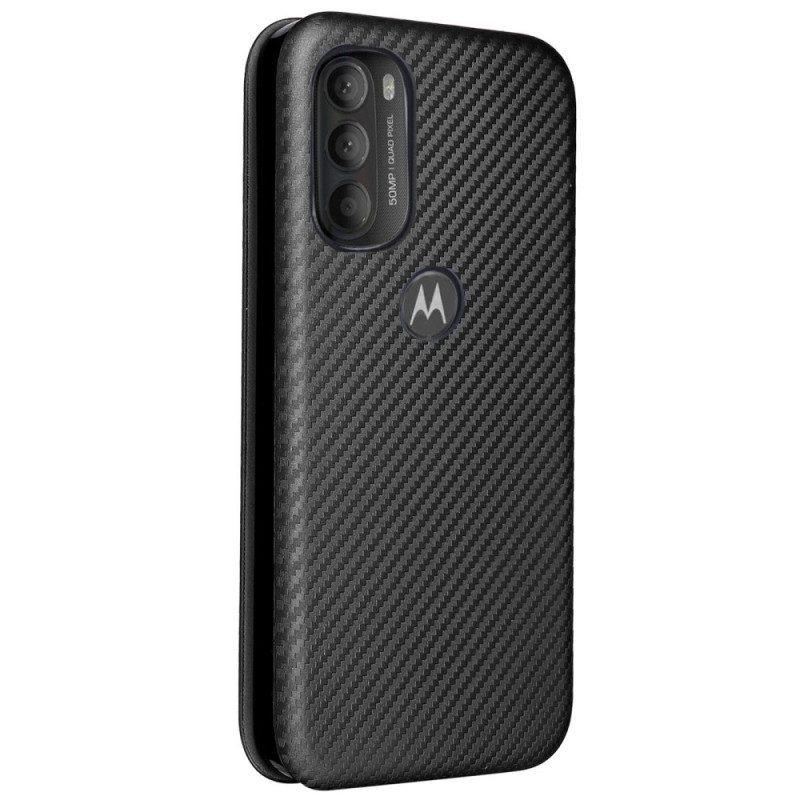 Folio-fodral För Moto G71 5G Läderfodral Färgat Kolsilikon