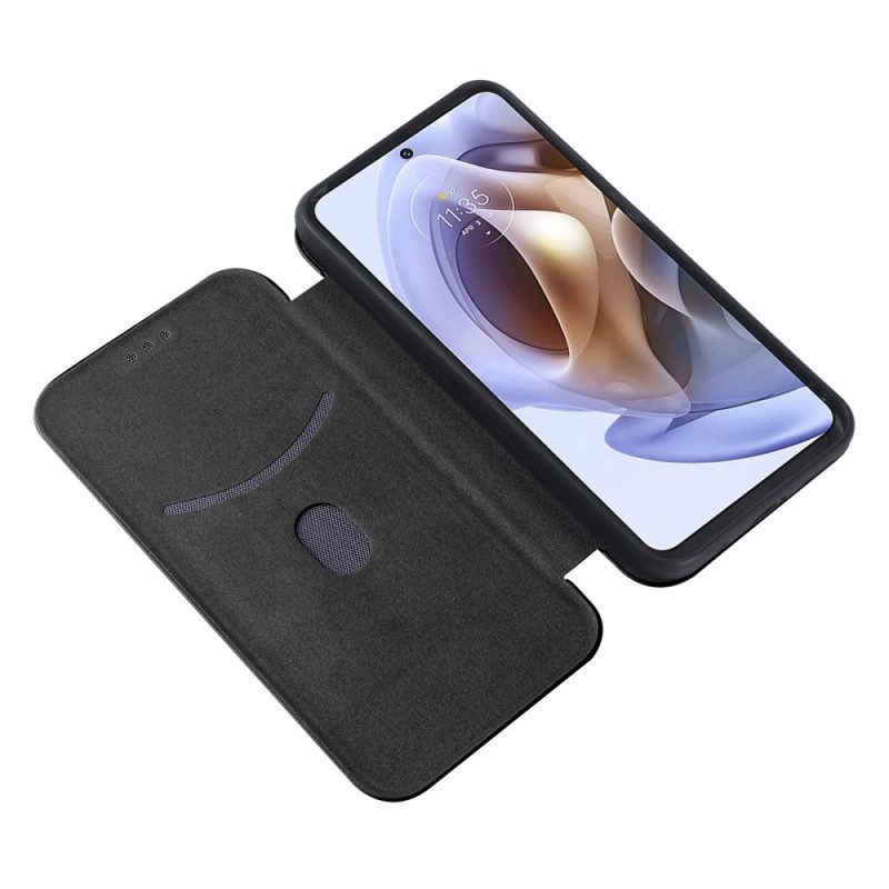 Folio-fodral För Moto G71 5G Läderfodral Färgat Kolsilikon