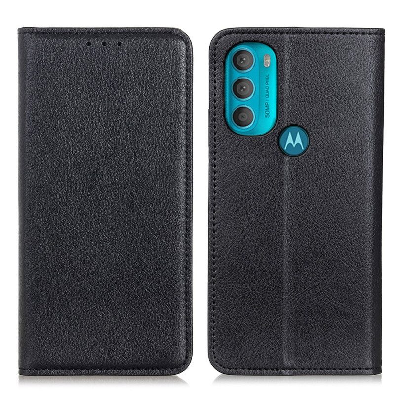 Folio-fodral För Moto G71 5G Läderfodral Texturerat Delat Läder