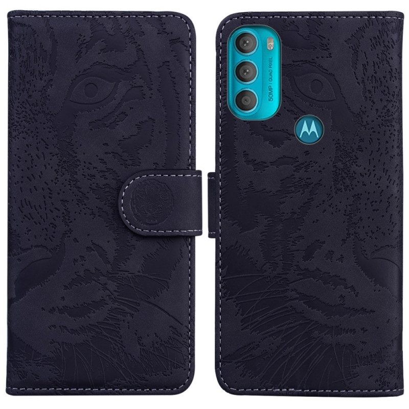 Folio-fodral För Moto G71 5G Tiger Face Print