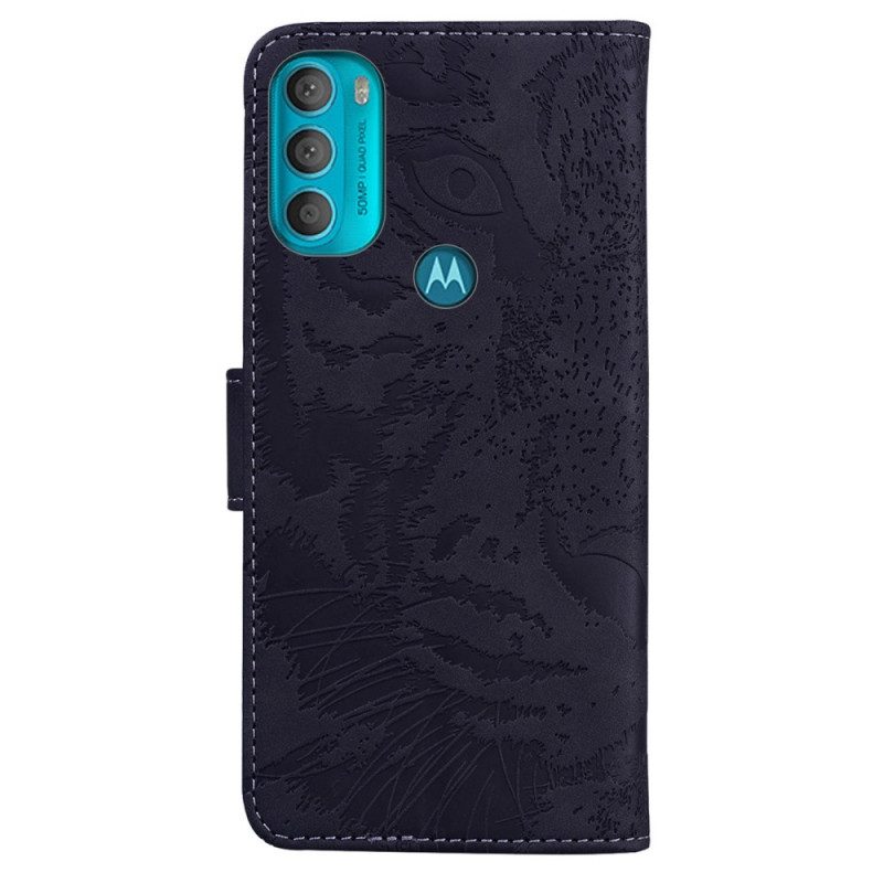 Folio-fodral För Moto G71 5G Tiger Face Print