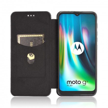 Folio-fodral För Moto G9 Play Läderfodral Silikonkol