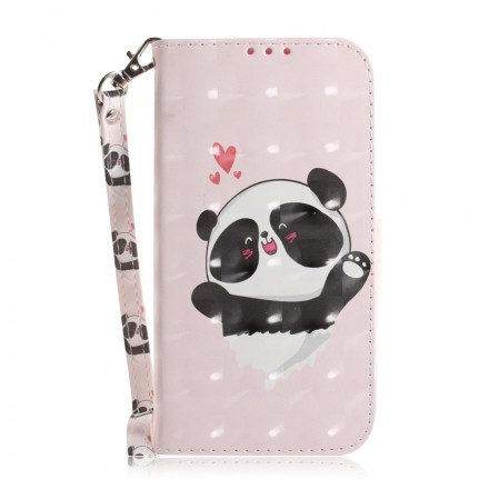 Folio-fodral För Moto G9 Play Med Kedjar Panda Love Strap