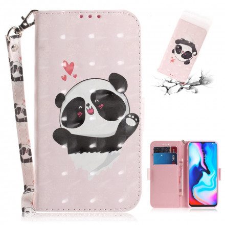 Folio-fodral För Moto G9 Play Med Kedjar Panda Love Strap