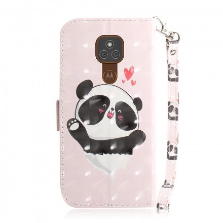 Folio-fodral För Moto G9 Play Med Kedjar Panda Love Strap