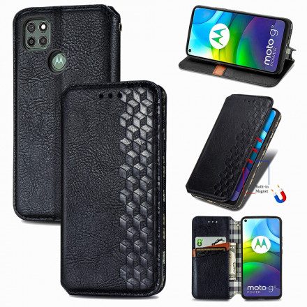 Folio-fodral För Moto G9 Plus Läderfodral Diamond Texture Lädereffekt