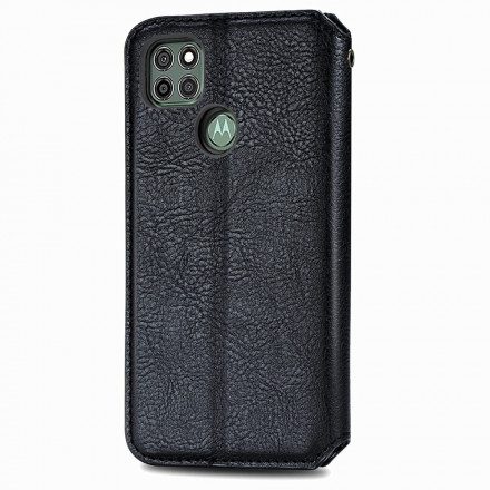 Folio-fodral För Moto G9 Plus Läderfodral Diamond Texture Lädereffekt