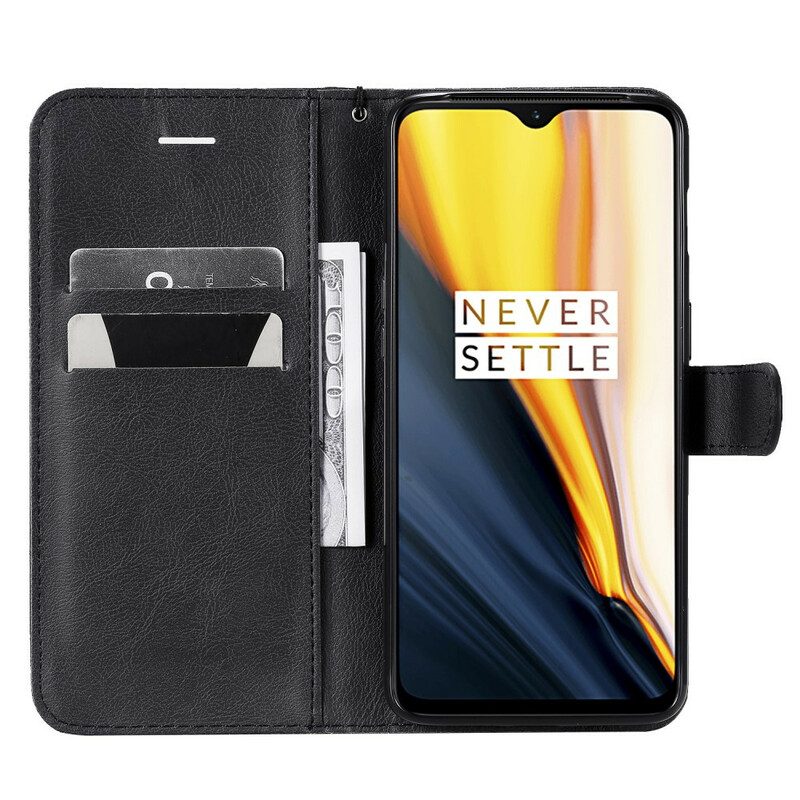 Folio-fodral För OnePlus 7 Med Kedjar Läderremseffekt