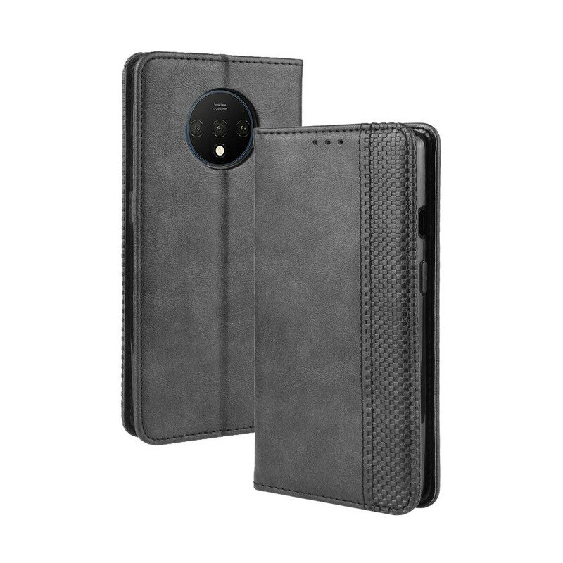 Folio-fodral För OnePlus 7T Läderfodral Vintage Stiliserad Lädereffekt