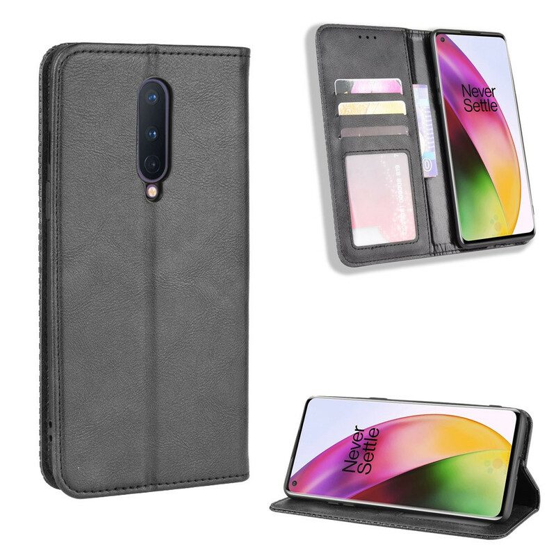 Folio-fodral För OnePlus 8 Läderfodral Vintage Stiliserad Lädereffekt