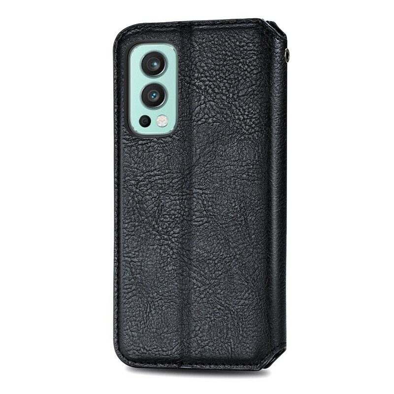 Folio-fodral För OnePlus Nord 2 5G Läderfodral Diamond Texture Lädereffekt