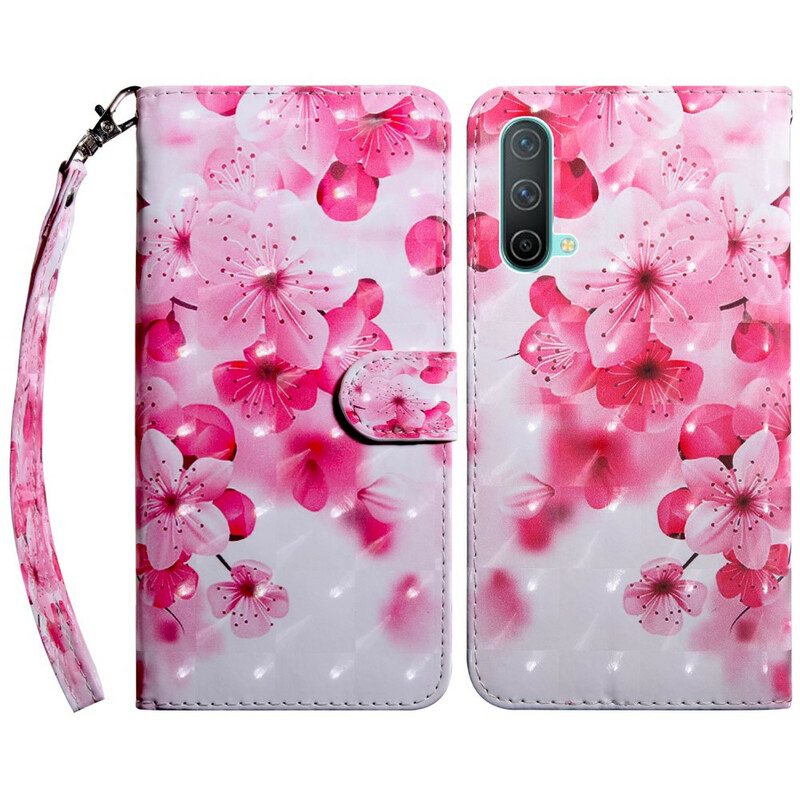 Folio-fodral För OnePlus Nord CE 5G Rosa Blommor