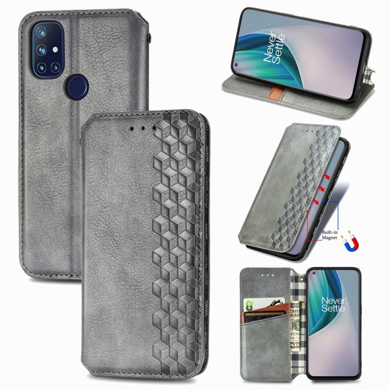 Folio-fodral För OnePlus Nord N10 Läderfodral Diamond Texture Lädereffekt