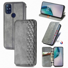 Folio-fodral För OnePlus Nord N10 Läderfodral Diamond Texture Lädereffekt