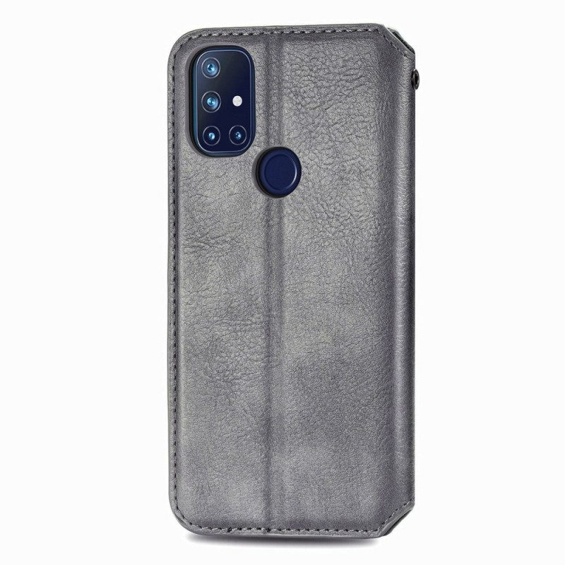 Folio-fodral För OnePlus Nord N10 Läderfodral Diamond Texture Lädereffekt