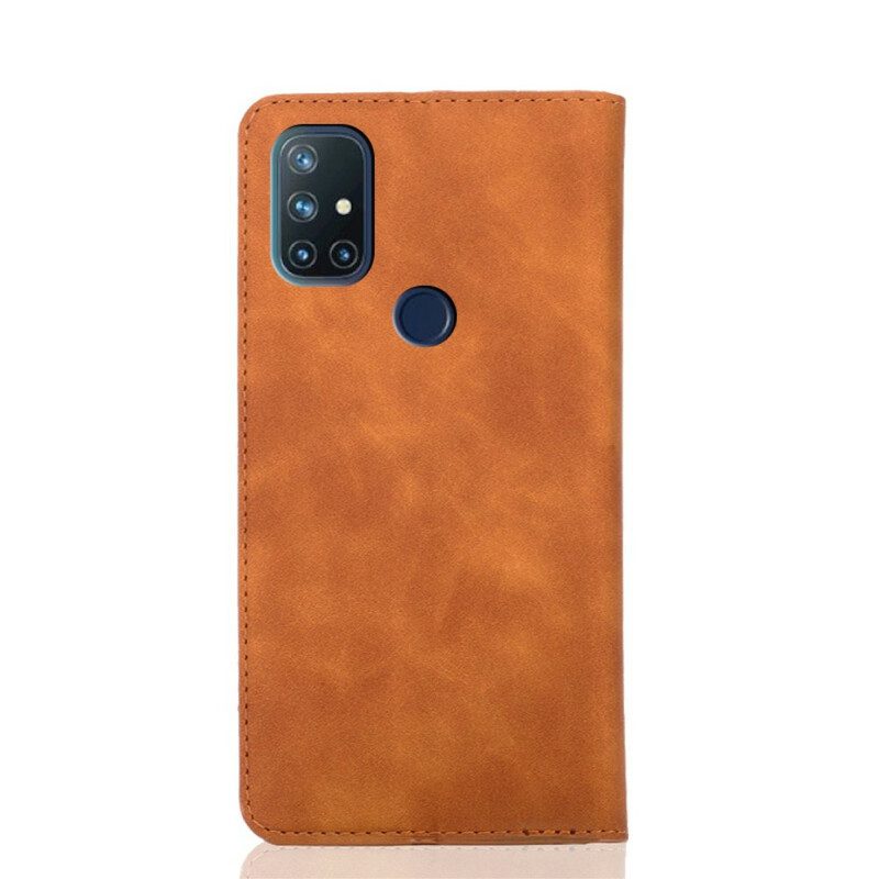 Folio-fodral För OnePlus Nord N10 Läderfodral Silky Touch Lädereffekt