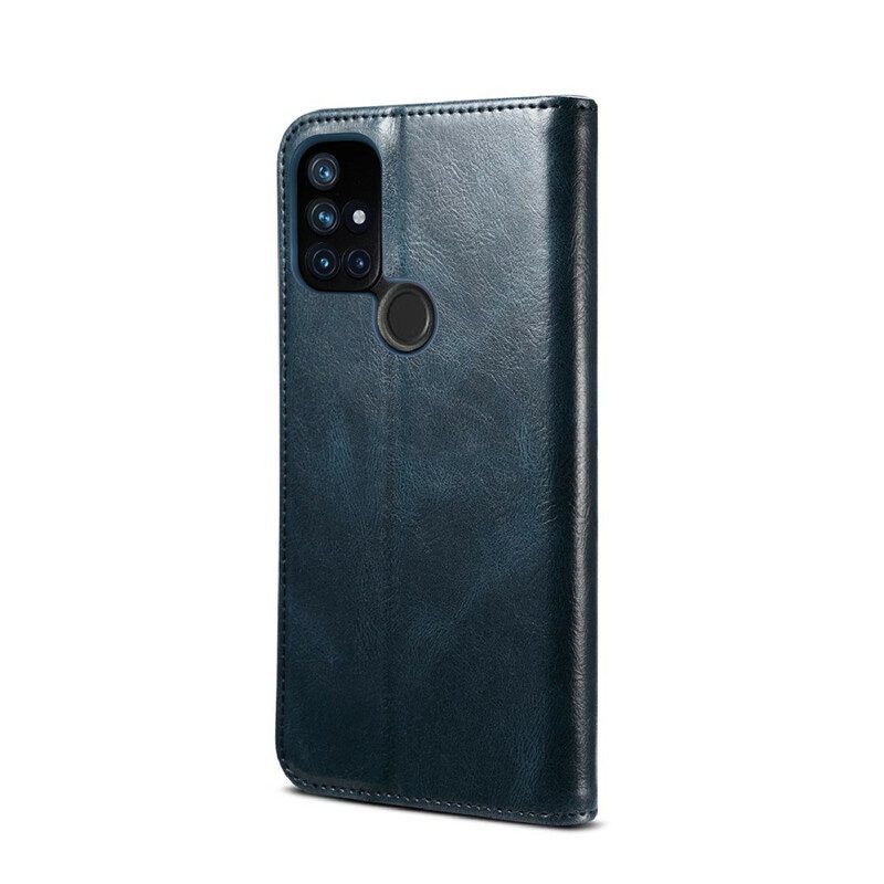 Folio-fodral För OnePlus Nord N10 Läderfodral Vaxat Konstläder