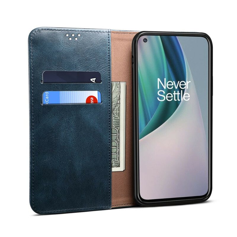 Folio-fodral För OnePlus Nord N10 Läderfodral Vaxat Konstläder