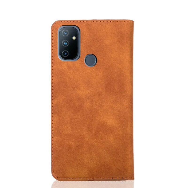 Folio-fodral För OnePlus Nord N100 Läderfodral Silky Touch Lädereffekt