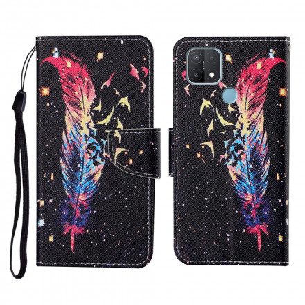 Folio-fodral För Oppo A15 Med Kedjar Färgglad Remfjäder