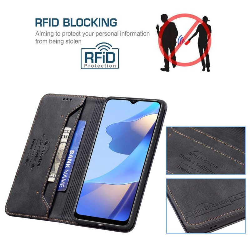 Folio-fodral För Oppo A16 / A16s Läderfodral Binfen Color Rfid-sömnad