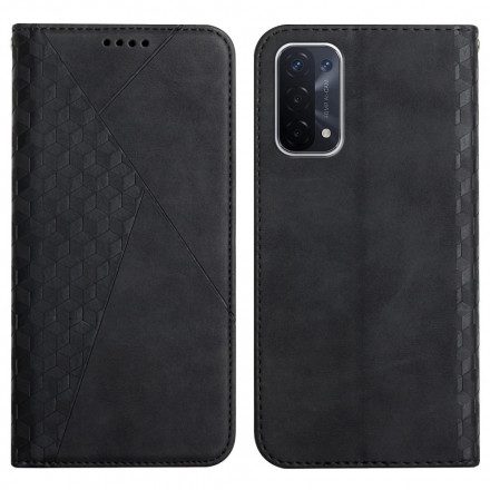 Folio-fodral För Oppo A54 5G / A74 5G Läderfodral Cubic Style Skin-touch