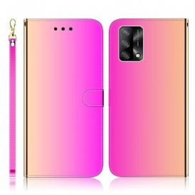 Folio-fodral För Oppo A74 4G Konstläderspegel