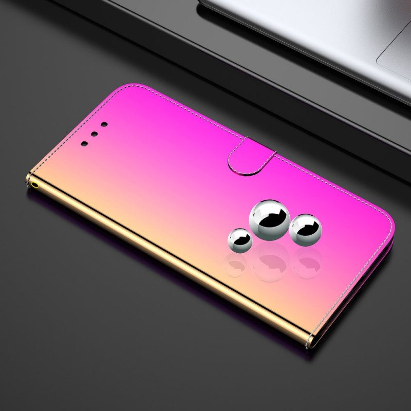 Folio-fodral För Oppo A74 4G Konstläderspegel