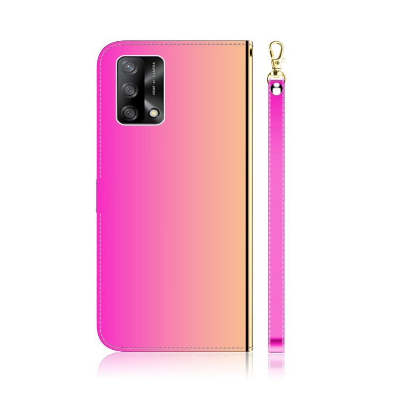 Folio-fodral För Oppo A74 4G Konstläderspegel