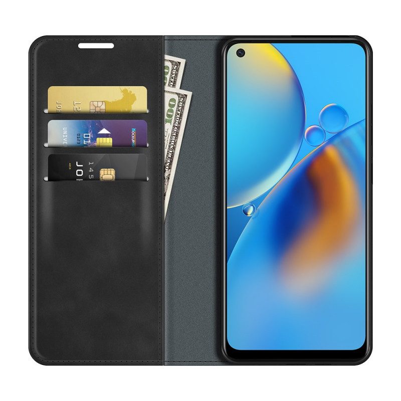 Folio-fodral För Oppo A74 4G Läderfodral Skin-touch