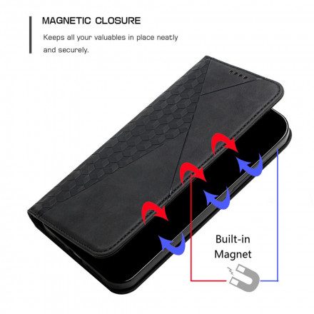 Folio-fodral För Oppo A94 5G Läderfodral Cubic Style Skin-touch