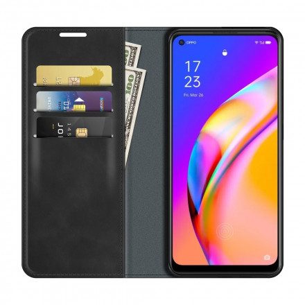 Folio-fodral För Oppo A94 5G Läderfodral Mjukt Lädereffekt