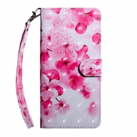 Folio-fodral För Oppo A94 5G Rosa Blommor Med Snodd