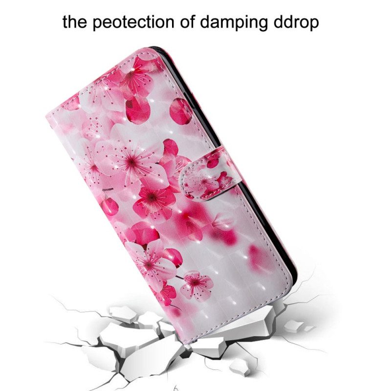 Folio-fodral För Oppo A94 5G Rosa Blommor Med Snodd