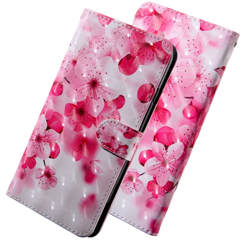 Folio-fodral För Oppo A94 5G Rosa Blommor Med Snodd