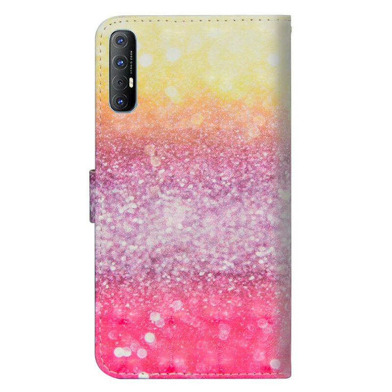 Folio-fodral För Oppo Find X2 Neo Magenta Glittergradient