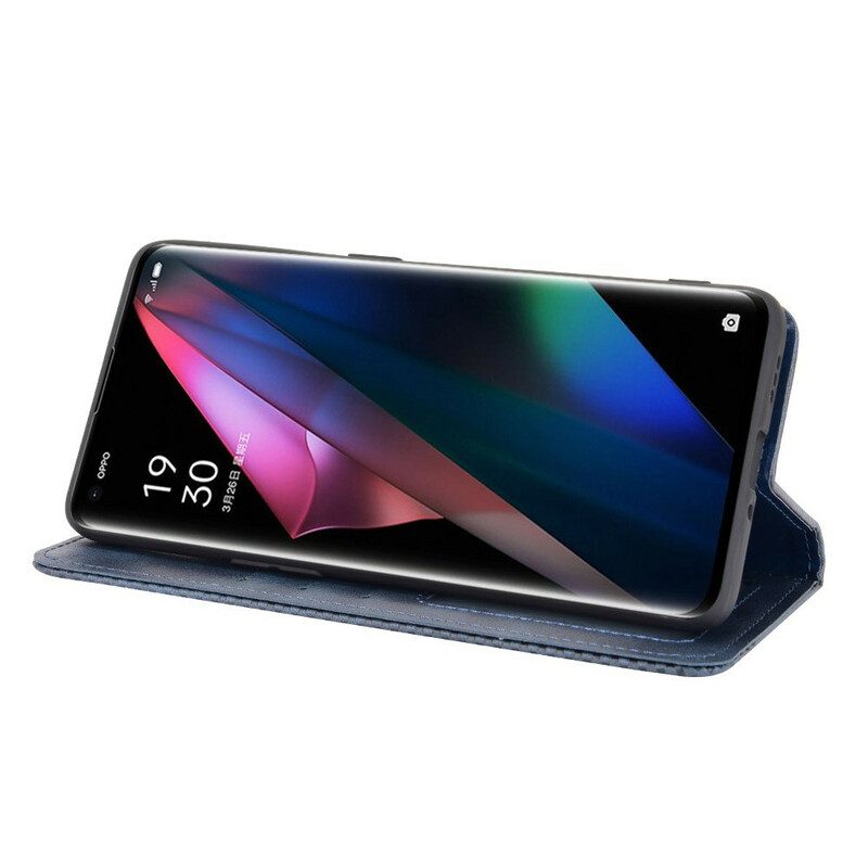 Folio-fodral För Oppo Find X3 / X3 Pro Läderfodral Utformad Vintage Lädereffekt