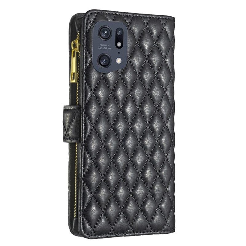 Folio-fodral För Oppo Find X5 Pro Binfen Color Style Quiltad