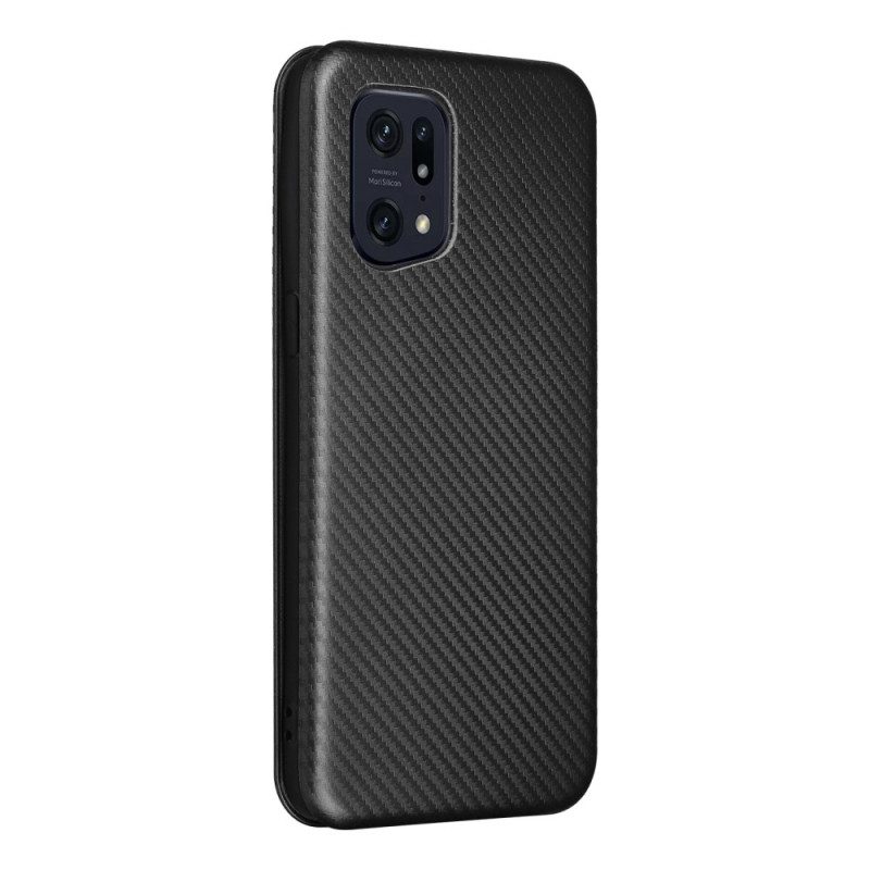 Folio-fodral För Oppo Find X5 Pro Läderfodral Kolfiberstruktur