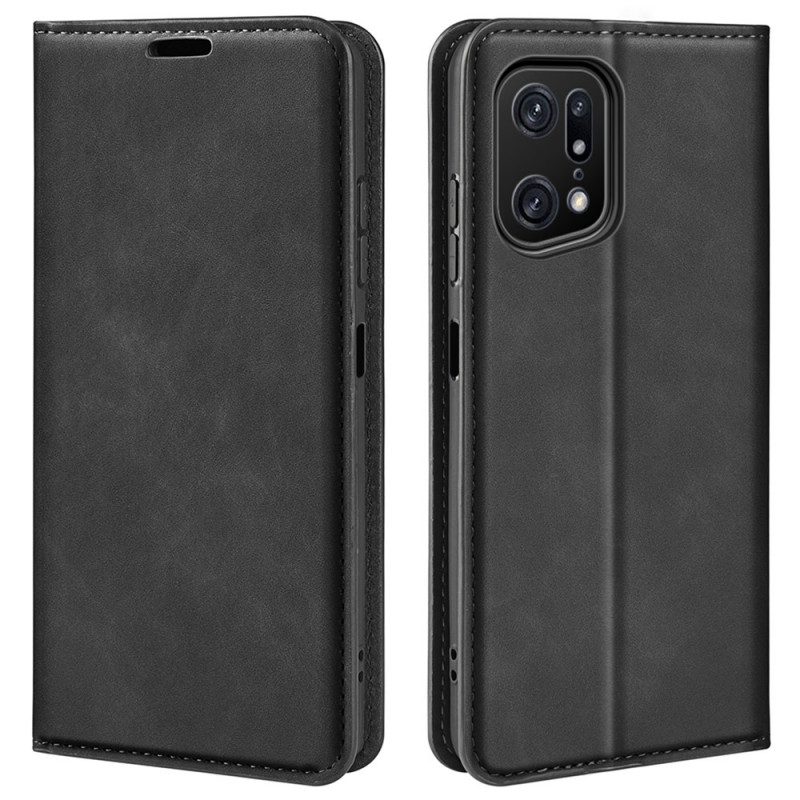 Folio-fodral För Oppo Find X5 Pro Läderfodral Skin-touch