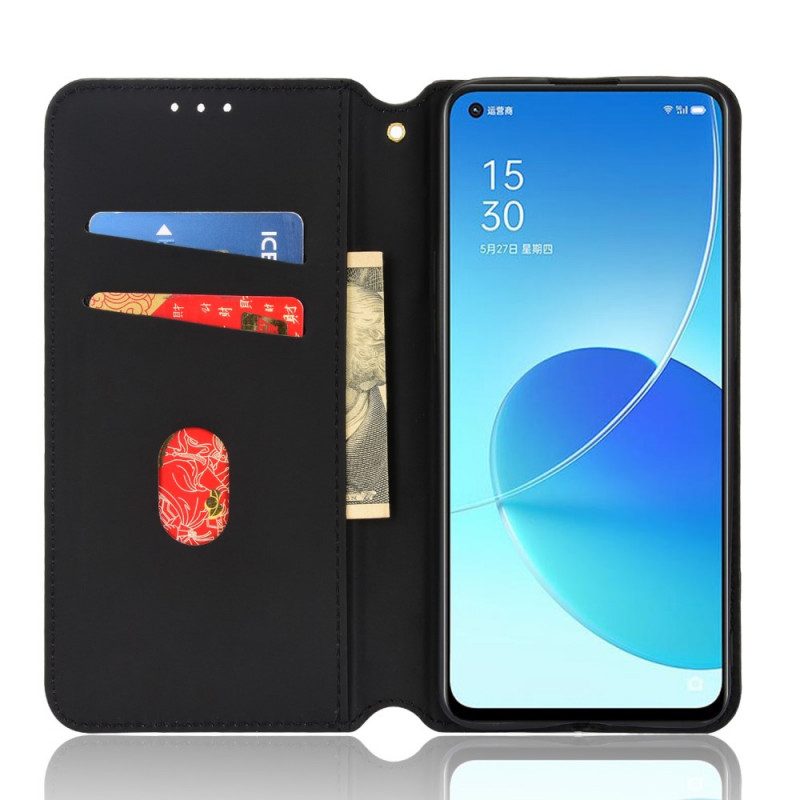 Folio-fodral För Oppo Reno 6 5G Läderfodral 3d Diamantlädereffekt