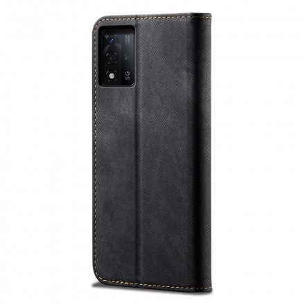 Folio-fodral För Oppo Reno 6 5G Läderfodral Denimtyg