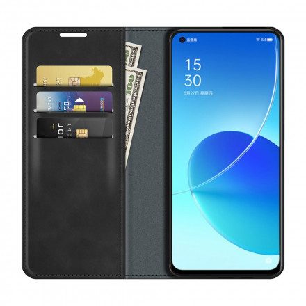 Folio-fodral För Oppo Reno 6 5G Läderfodral Mjukt Lädereffekt