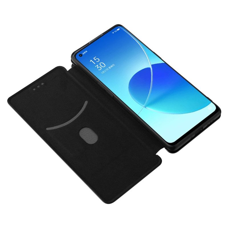 Folio-fodral För Oppo Reno 6 Pro 5G Läderfodral Kolfiber Och Väv