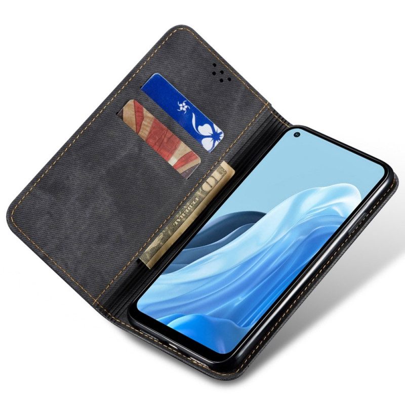 Folio-fodral För Oppo Reno 7 Läderfodral Denimtyg