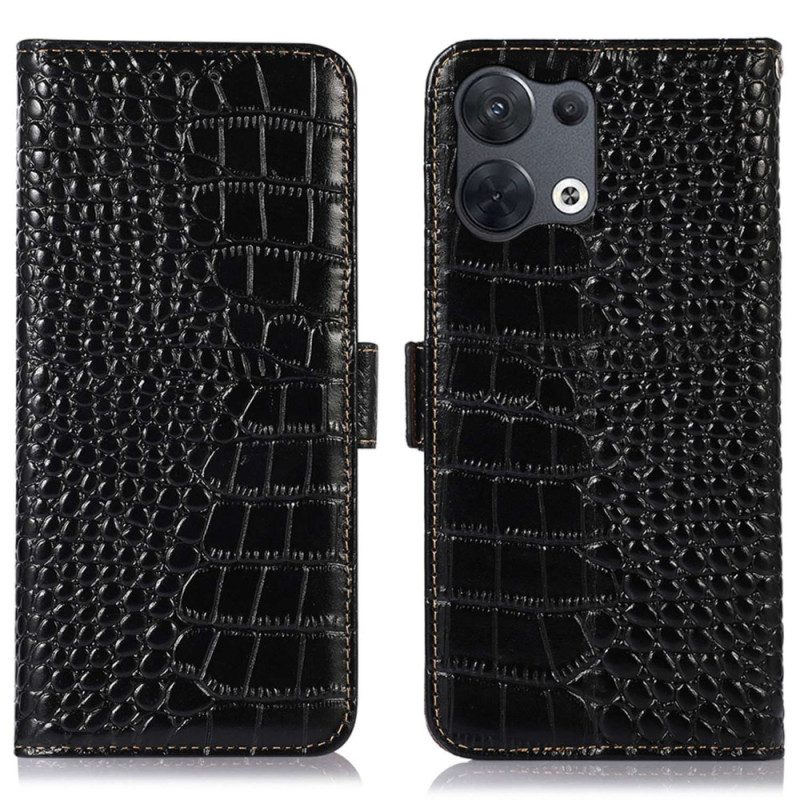 Folio-fodral För Oppo Reno 8 Pro Rfid Crocodile Style