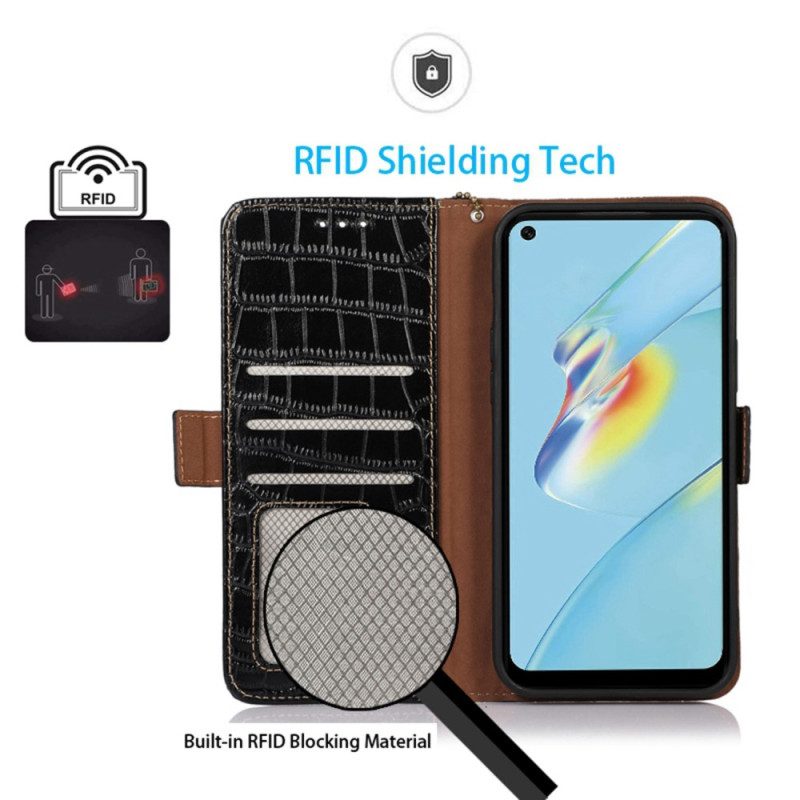 Folio-fodral För Oppo Reno 8 Pro Rfid Crocodile Style