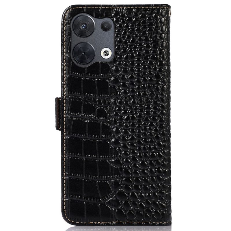 Folio-fodral För Oppo Reno 8 Pro Rfid Crocodile Style